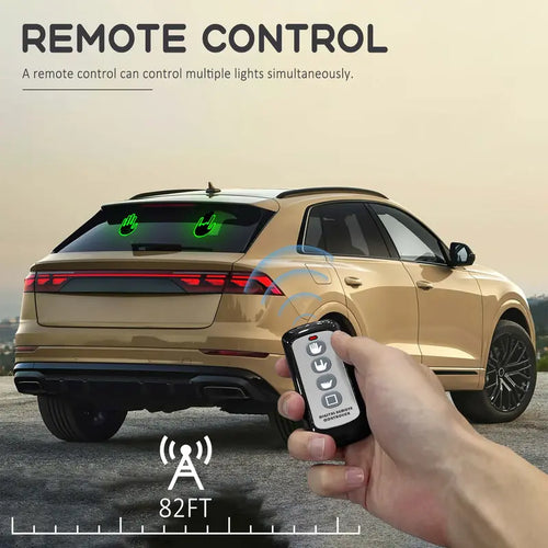 LED Rechargeable Gesture & Emoji Hand Light – Ambient Car & Truck Display with Remote