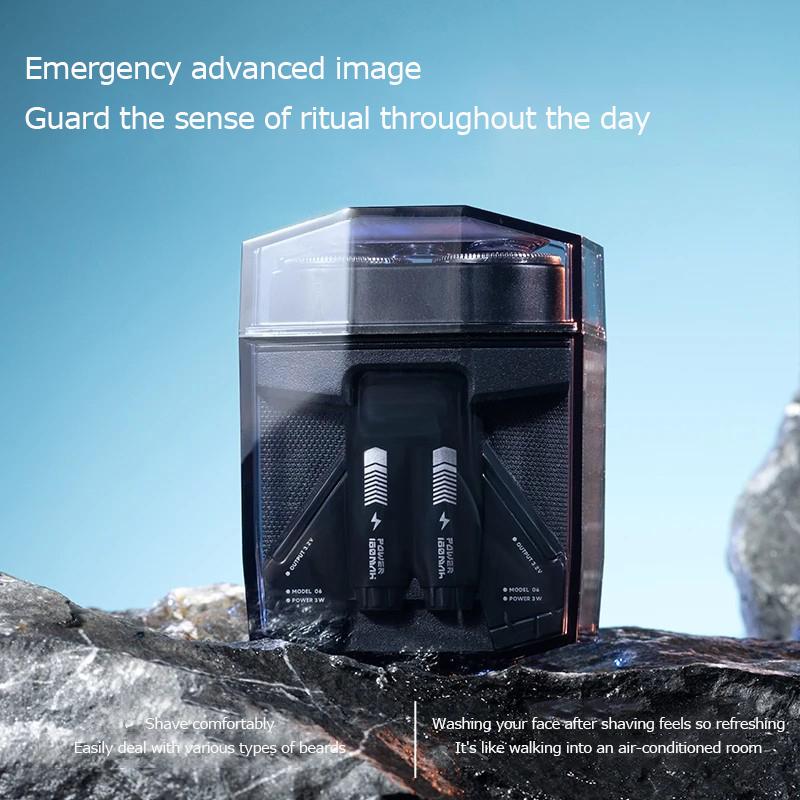 Portable Electric Shaver for Men - Transparent Design, Dual Motor, Compact Twin-Blade Razor Set, Upgraded Version
