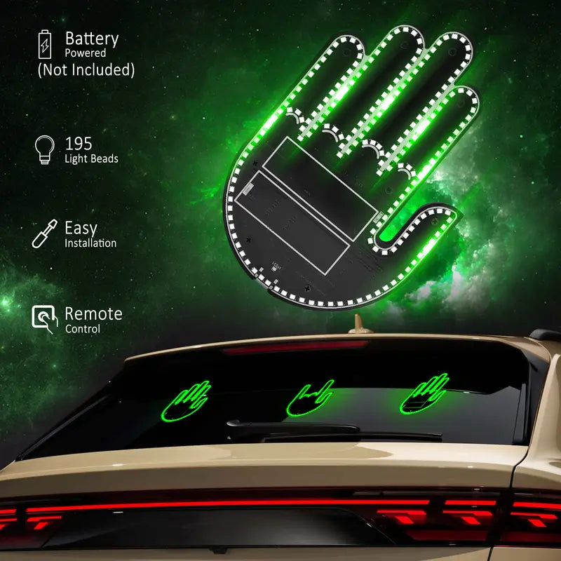 Rechargeable LED Funny Gesture Hand Light – Car & Truck Ambient Display with Remote