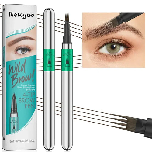 ✨Newyuo Waterproof Microblading Eyebrow Pencil – 4-Pronged Precision, All-Day Natural Brows🔥