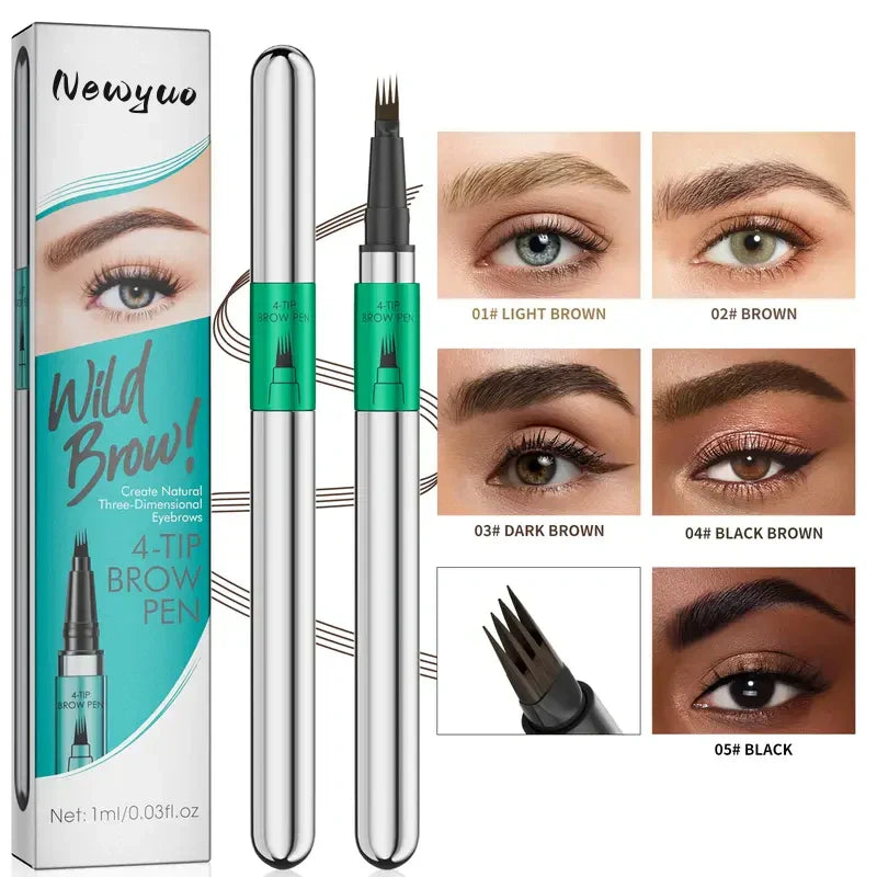 ✨Newyuo Waterproof Microblading Eyebrow Pencil – 4-Pronged Precision, All-Day Natural Brows🔥