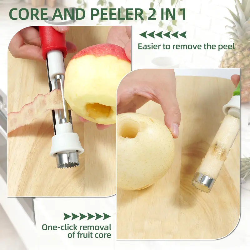2-in-1 Stainless Steel Corer & Peeler | Faster Fruit & Veggie Prep For Busy Cooks