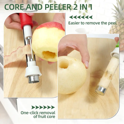 2-in-1 Stainless Steel Corer & Peeler | Faster Fruit & Veggie Prep For Busy Cooks