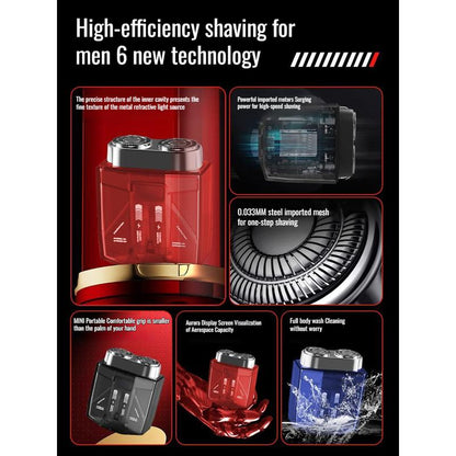 Portable Electric Shaver for Men - Transparent Design, Dual Motor, Compact Twin-Blade Razor Set, Upgraded Version