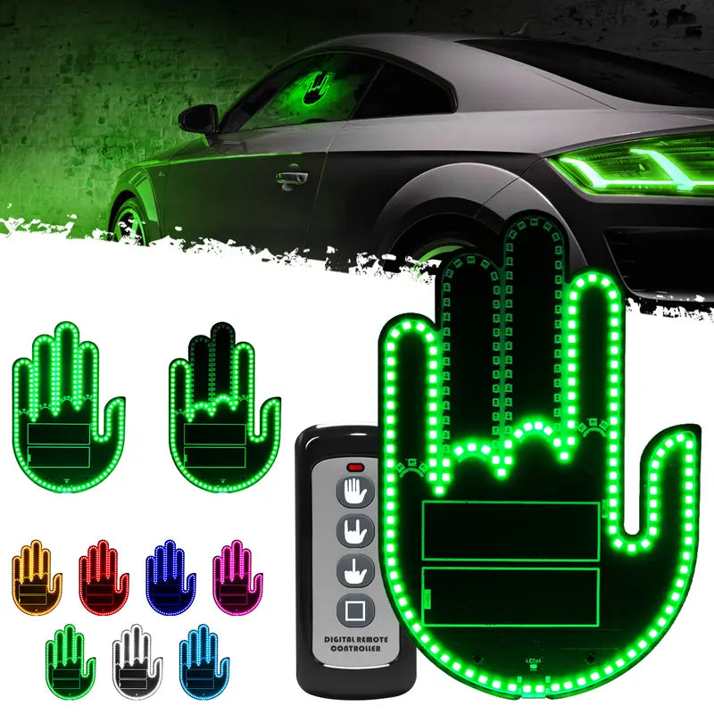 Rechargeable LED Funny Gesture Hand Light – Car & Truck Ambient Display with Remote