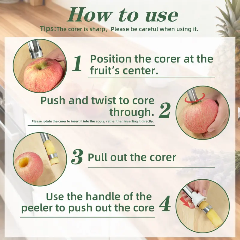 2-in-1 Stainless Steel Corer & Peeler | Faster Fruit & Veggie Prep For Busy Cooks