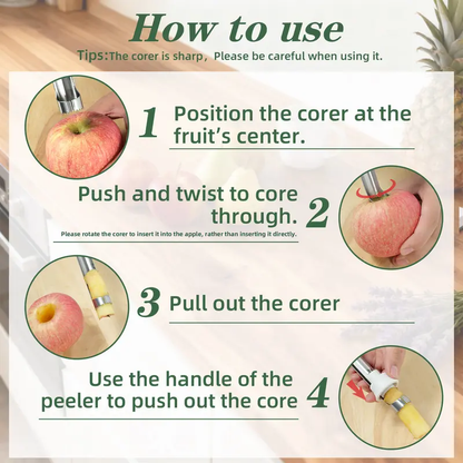 2-in-1 Stainless Steel Corer & Peeler | Faster Fruit & Veggie Prep For Busy Cooks