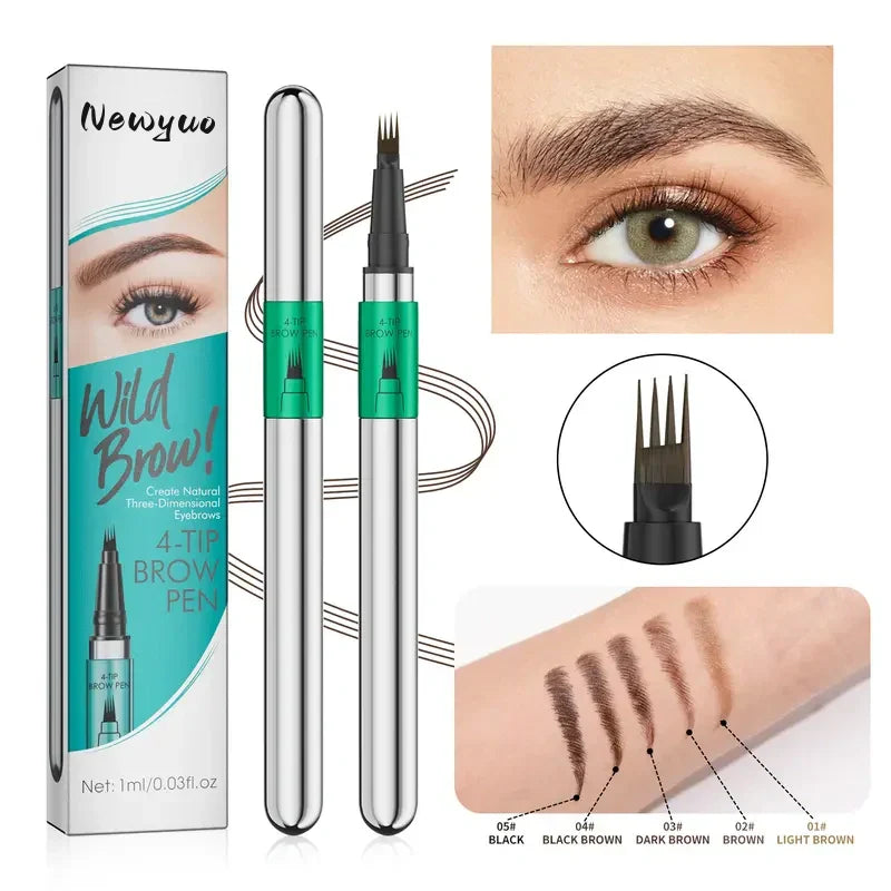 ✨Newyuo Waterproof Microblading Eyebrow Pencil – 4-Pronged Precision, All-Day Natural Brows🔥