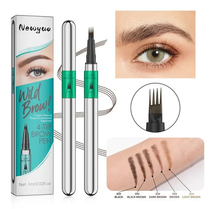 ✨Newyuo Waterproof Microblading Eyebrow Pencil – 4-Pronged Precision, All-Day Natural Brows🔥