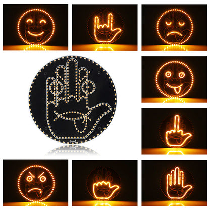 LED Rechargeable Gesture & Emoji Hand Light – Ambient Car & Truck Display with Remote