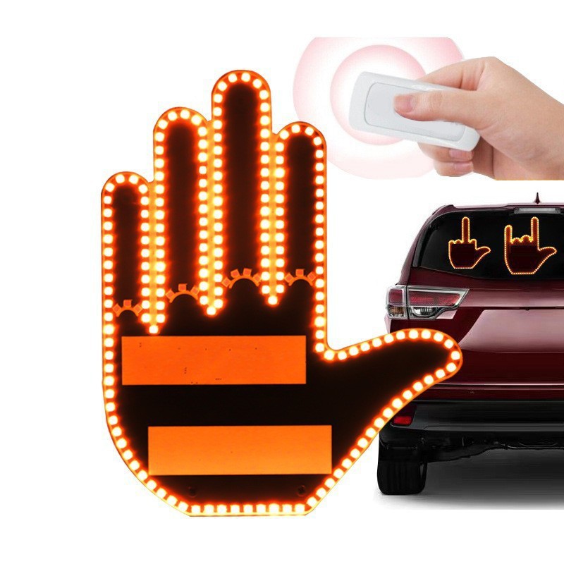 LED Rechargeable Gesture & Emoji Hand Light – Ambient Car & Truck Display with Remote