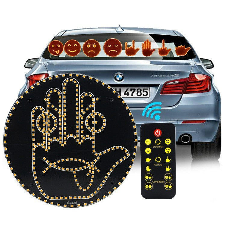 LED Rechargeable Gesture & Emoji Hand Light – Ambient Car & Truck Display with Remote