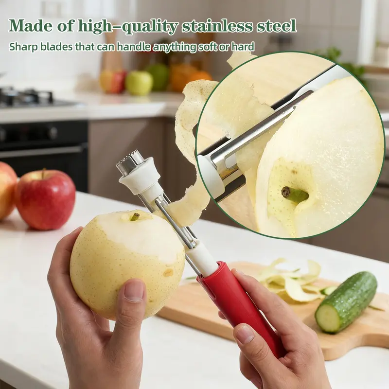 2-in-1 Stainless Steel Corer & Peeler | Faster Fruit & Veggie Prep For Busy Cooks