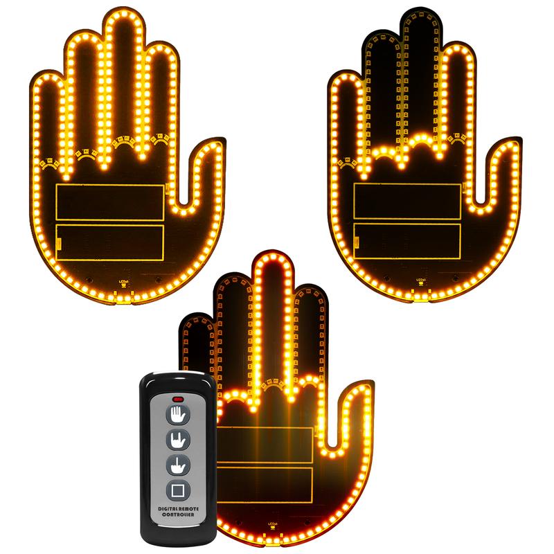 Rechargeable LED Funny Gesture Hand Light – Car & Truck Ambient Display with Remote